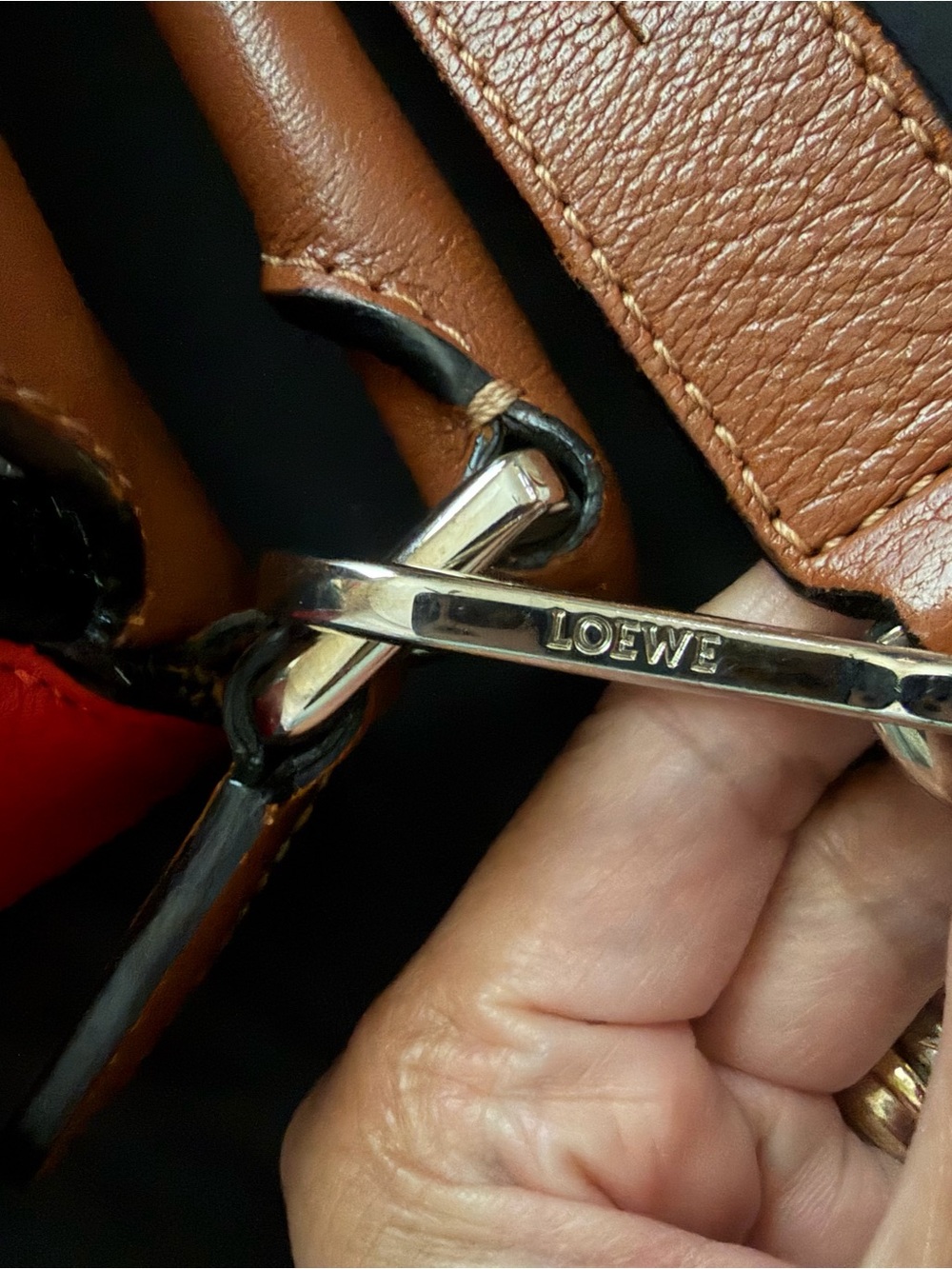 Loewe Leather Puzzle Colorblock Crossbody Bag in Red and Tan - Picture 5 of 7